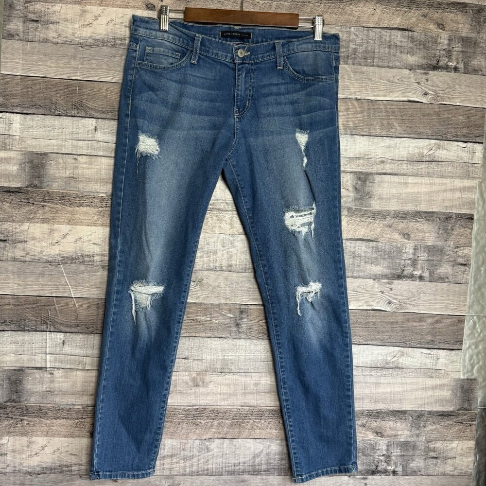 Flying Monkey Jeans Womens 28 Straight Mid Rise Distressed Medium Wash Blue